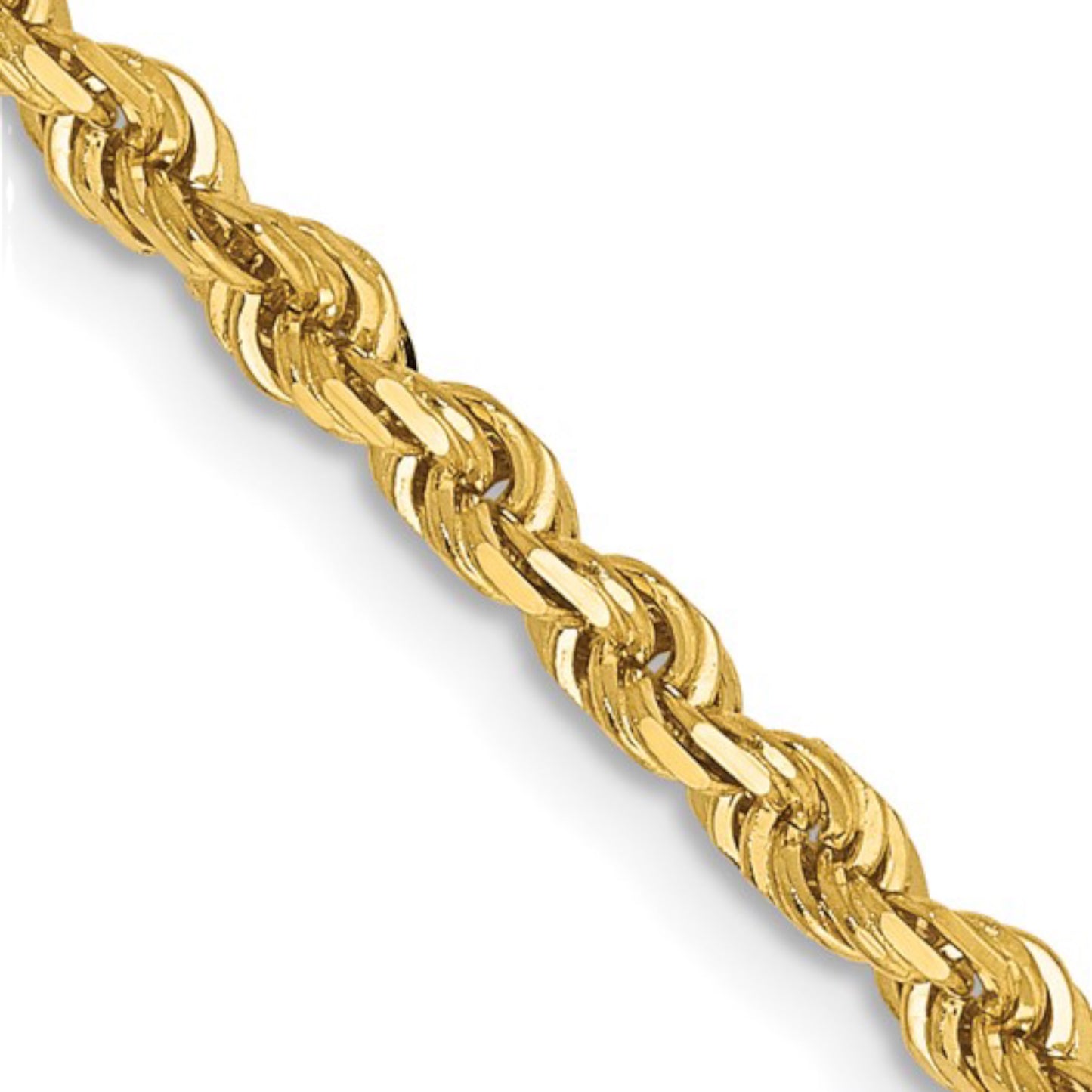 10K 3mm Solid Gold Rope Chain