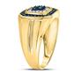10K Gold Round Blue Diamond Ring