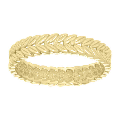 Elysian Leaf 10K Gold Band - 3.7mm Greek-Inspired Eternity Ring