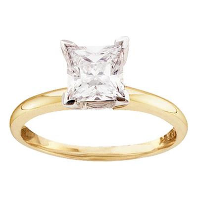 14k Yellow Gold Princess Diamond Solitaire Excellent Bridal Ring 1/6 Cttw (Certified)
