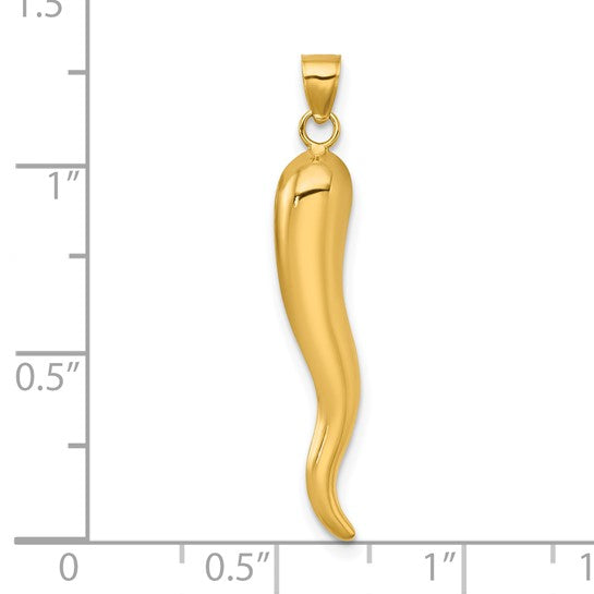 14K Polished Hollow Italian Horn Pendant
