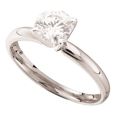 14k White Gold Round Diamond Solitaire Excellent+ Bridal Ring 3/8 Cttw (Certified)