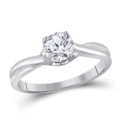 14k White Gold Round Diamond Solitaire Excellent Bridal Ring 3/4 Cttw (Certified)