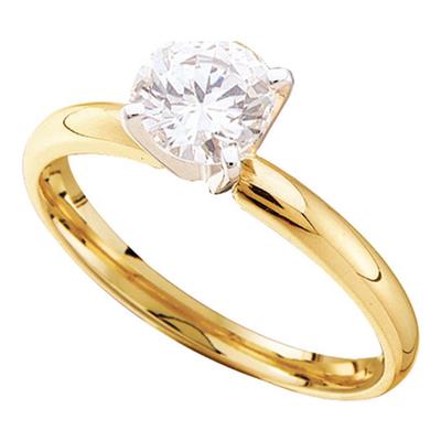 14k Yellow Gold Round Diamond Solitaire Bridal Ring 3/8 Cttw (Certified)