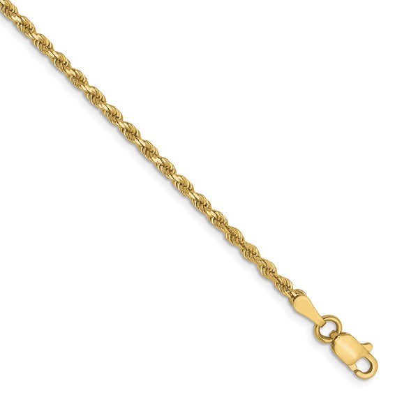 2mm Semi Solid Rope Chain - 10k & 14k Gold