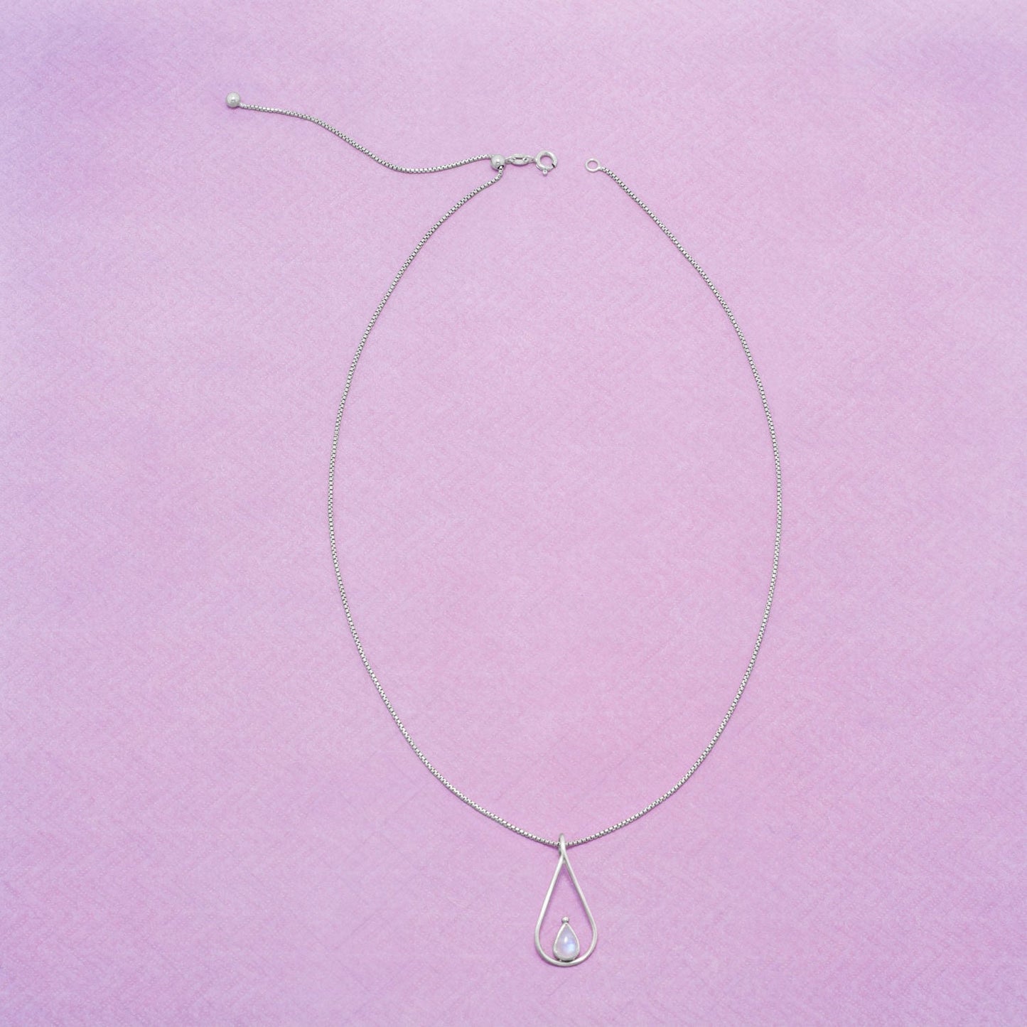 Rhodium Plated Adjustable Box Chain and Ball Necklace