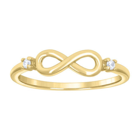Gold Tone Sterling Silver Infinity Ring with CZ Accents (Sizes 5-9)