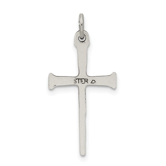 Solid .925 Sterling Silver Antique Nail Cross Pendant