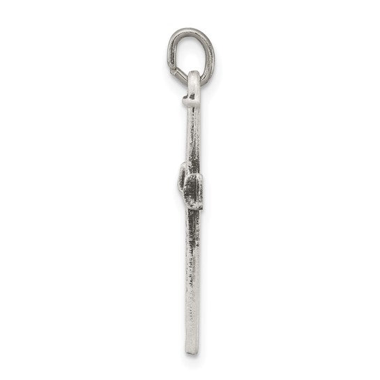 Solid .925 Sterling Silver Antique Nail Cross Pendant