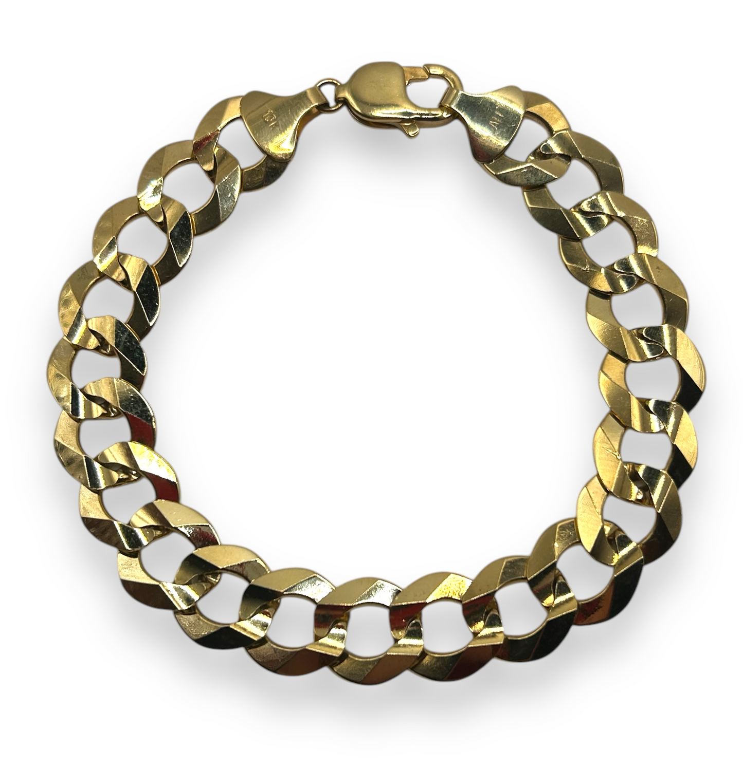 Solid 10k Gold 14mm Curb Bracelet- Custom 10”