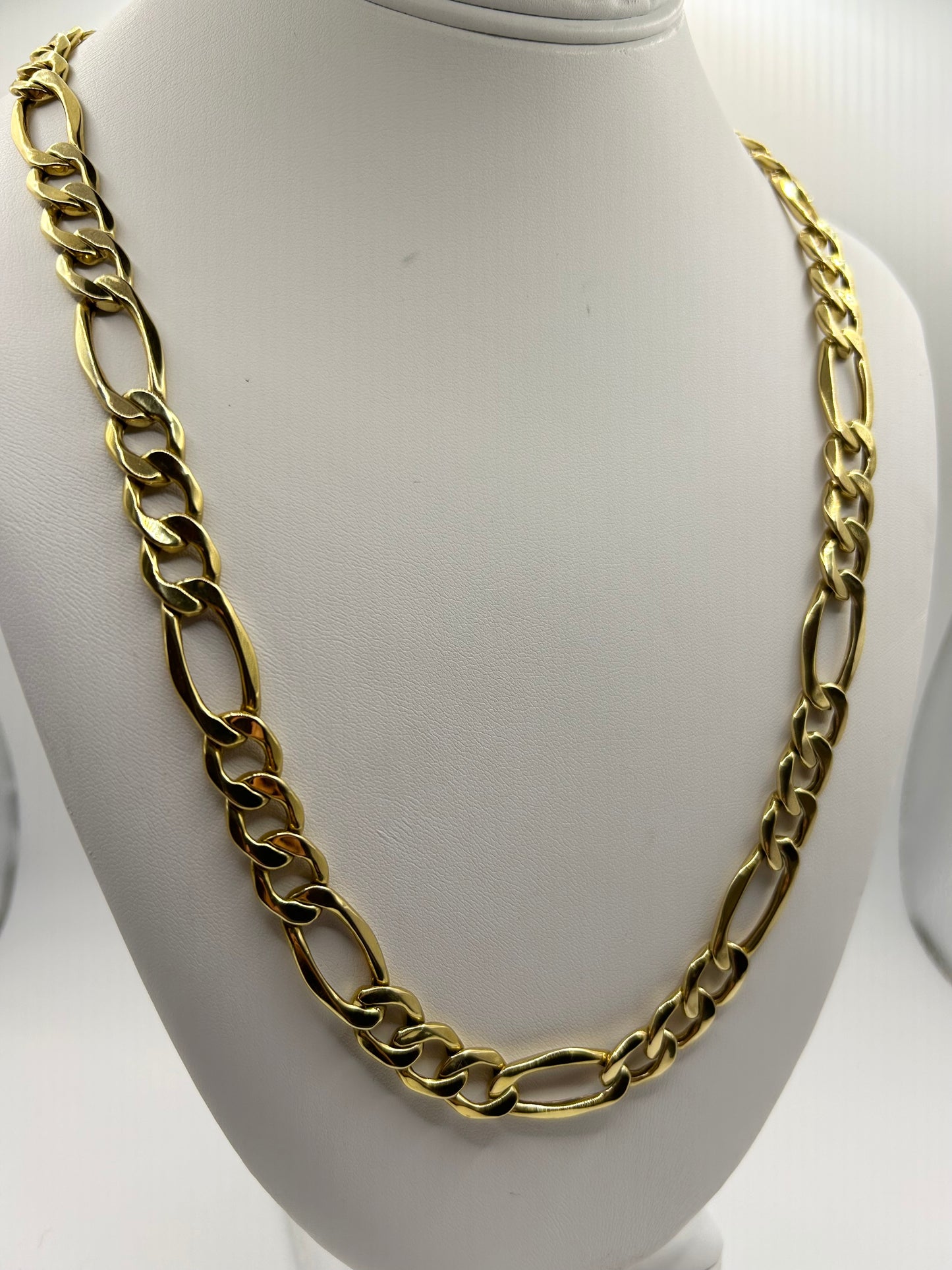 12mm Semi-Solid Figaro Chain - 10k & 14k Gold