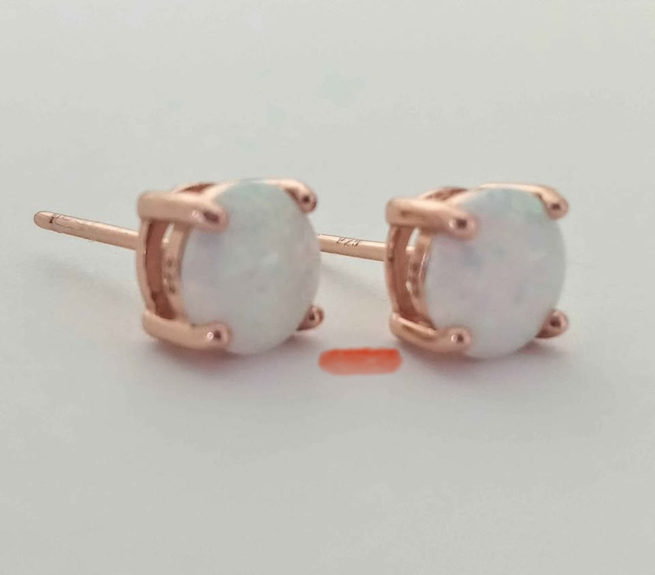 Sterling Silver 14k Rose Gold Plated Lab Opal Earrings