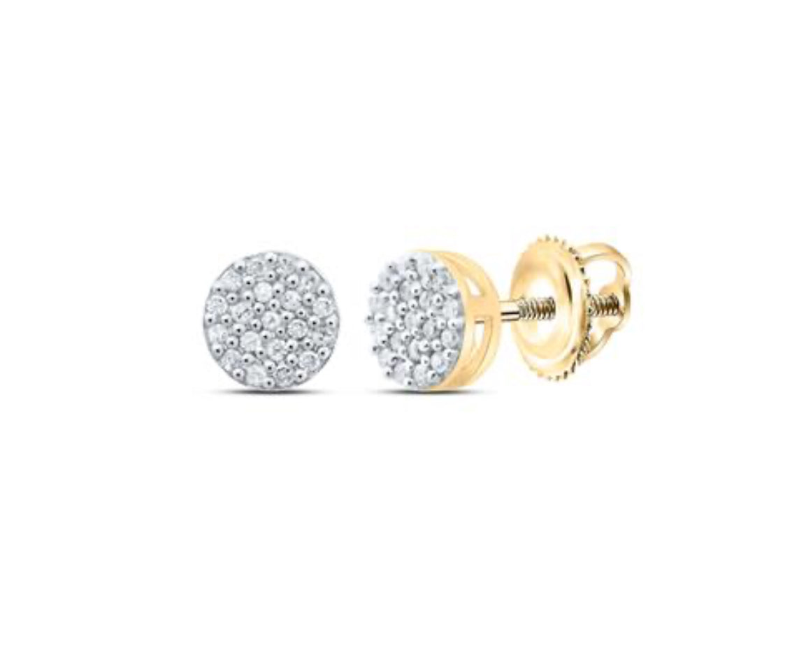 Sterling Silver Round Diamond Cluster Earrings - 1/10 CTTW