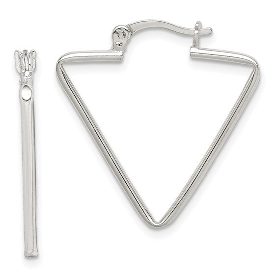 Elegant Sterling Silver Triangle Hoop Earrings - 24mm