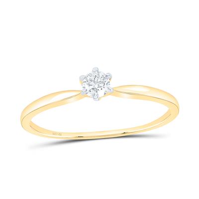 14k Yellow Gold Round Diamond Solitaire Bridal Ring 1/6 Cttw (Certified)