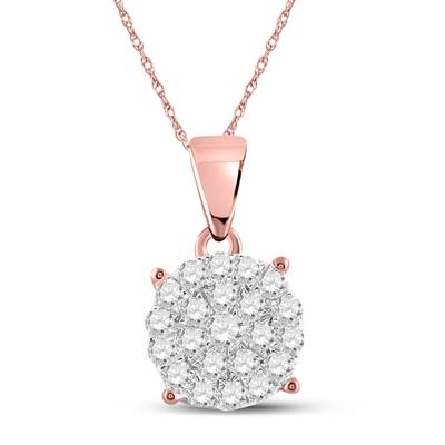 10k Gold Diamond Cluster Pendant--3/4 Cttw