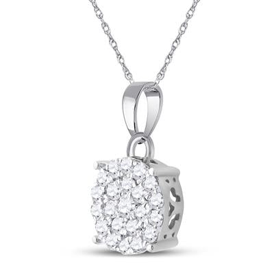 10k Gold Diamond Cluster Pendant--3/4 Cttw