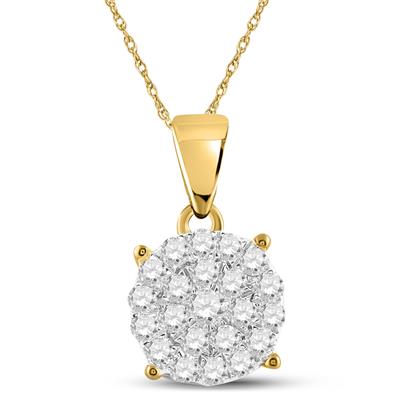 10k Gold Diamond Cluster Pendant--3/4 Cttw