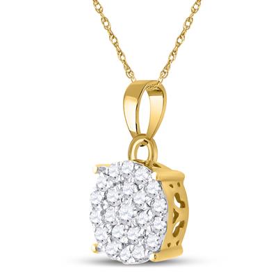 10k Gold Diamond Cluster Pendant--3/4 Cttw