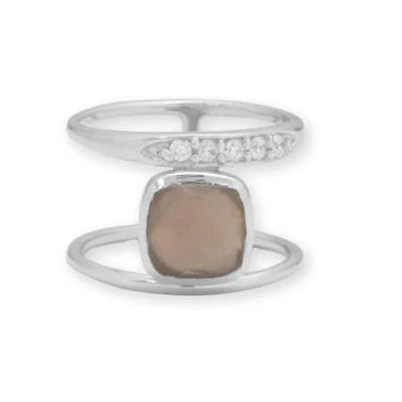 Sterling Silver and Grey Moonstone CZ Ring