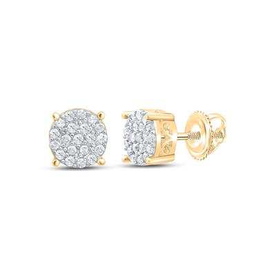 Stunning Sterling Silver Diamond Cluster Earrings - 1/5 Carat Total Weight