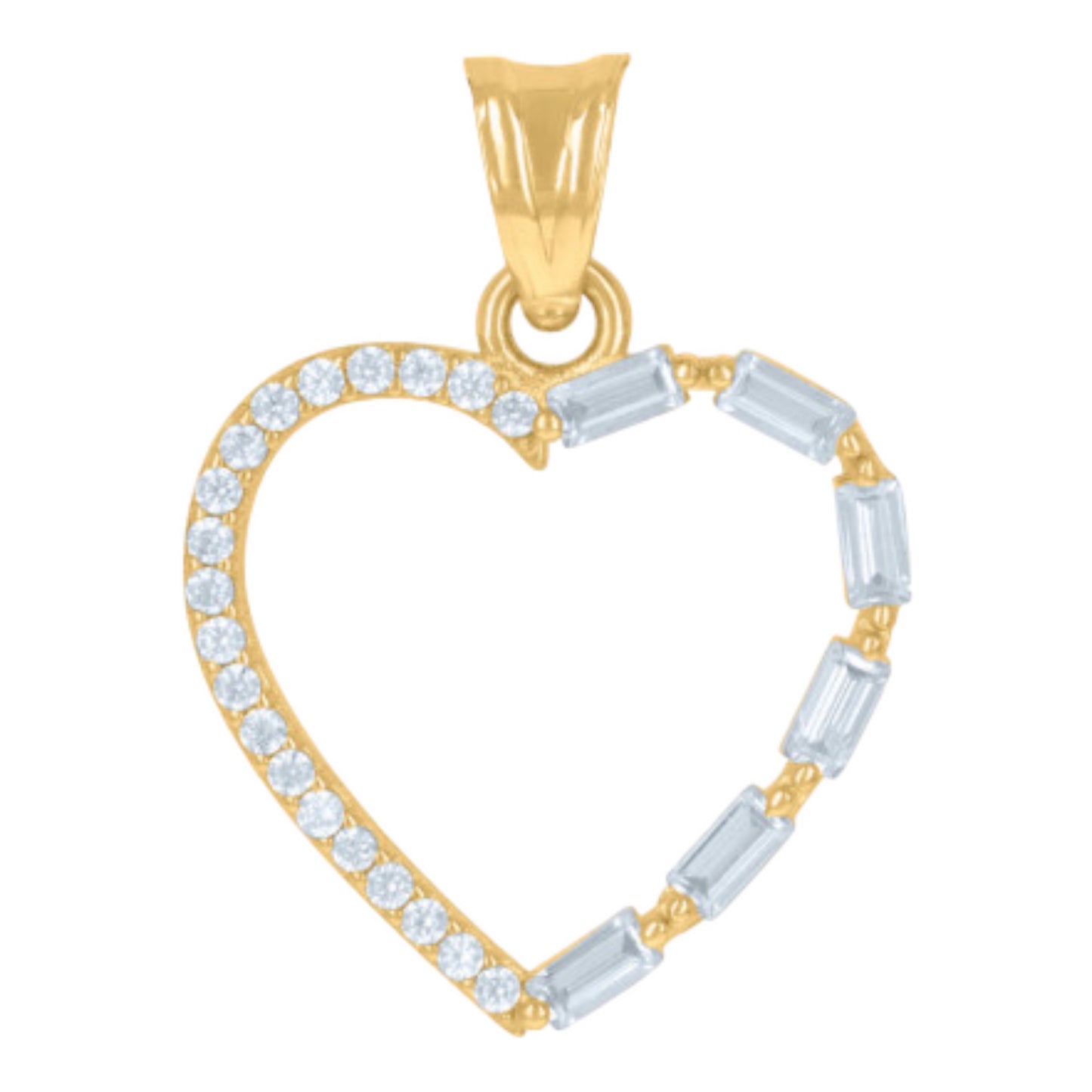 14k Gold Baguette Heart Pendant