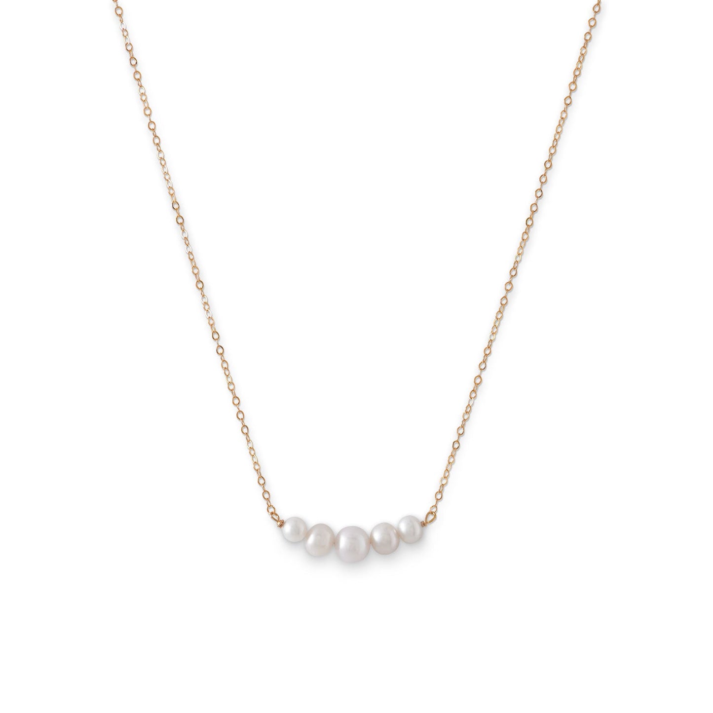 14 Karat Gold Necklace with 5 Cultured Freshwater Pearls