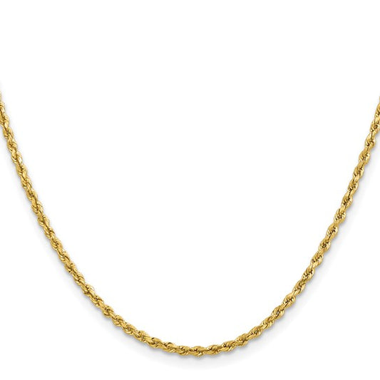 2mm Semi Solid Rope Chain - 10k & 14k Gold