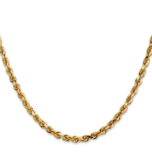 4mm Semi Solid Rope Chain - 10k & 14k Gold