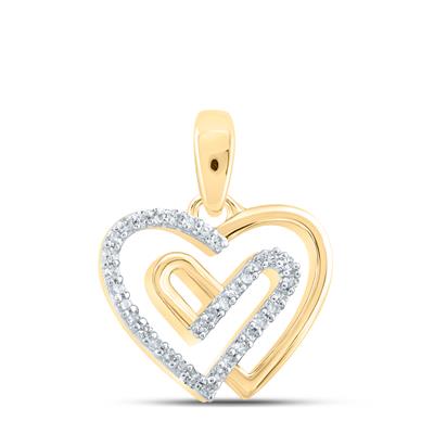 10K Gold Heart Pendant with 1/12 CTW Natural Diamond