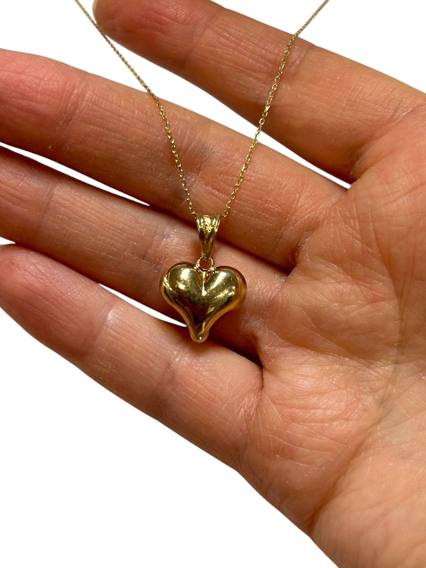 10k Gold Puffed Heart Necklace on 18-20” adjustable chain