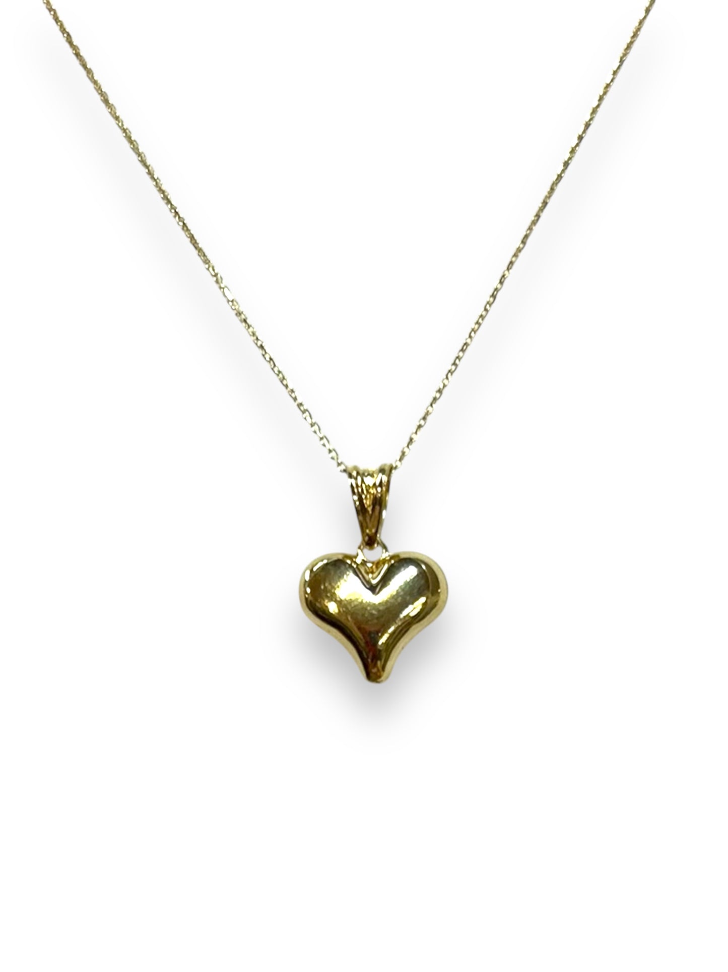 10k Gold Puffed Heart Necklace on 18-20” adjustable chain