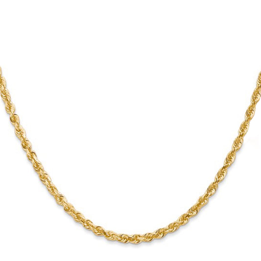 10K 3mm Solid Gold Rope Chain