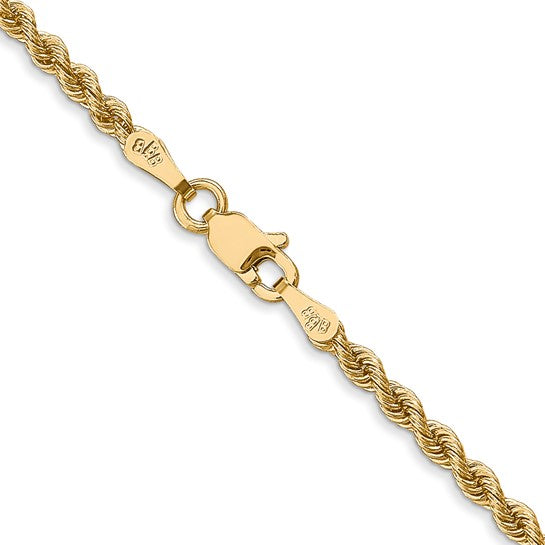 14K Yellow Gold 2.5mm Regular Rope Chain with Lobster Clasp