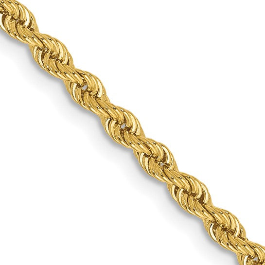 14K Yellow Gold 2.5mm Regular Rope Chain with Lobster Clasp