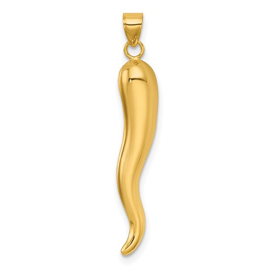 14K Polished Hollow Italian Horn Pendant