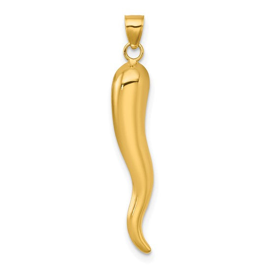 14K Polished Hollow Italian Horn Pendant