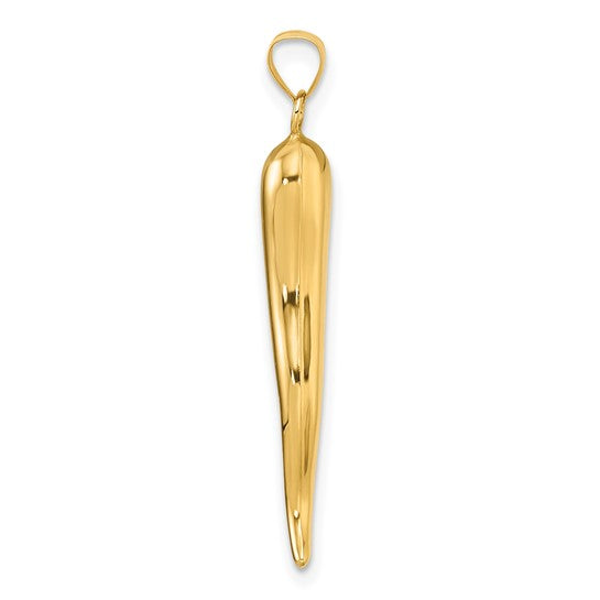 14K Polished Hollow Italian Horn Pendant