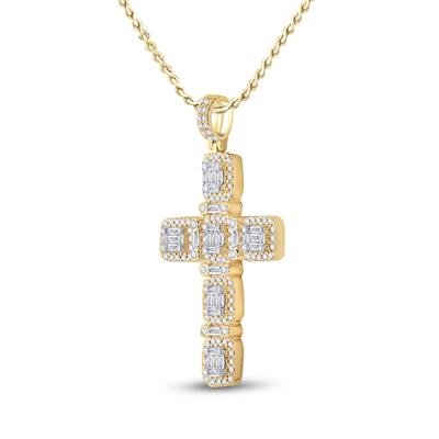 2 Carat Natural Diamond Cross Pendant in 14K Gold