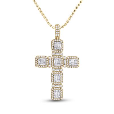 2 Carat Natural Diamond Cross Pendant in 14K Gold