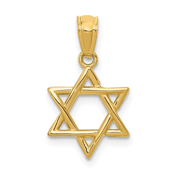 14K Gold Polished Star of David Pendant - 20mm