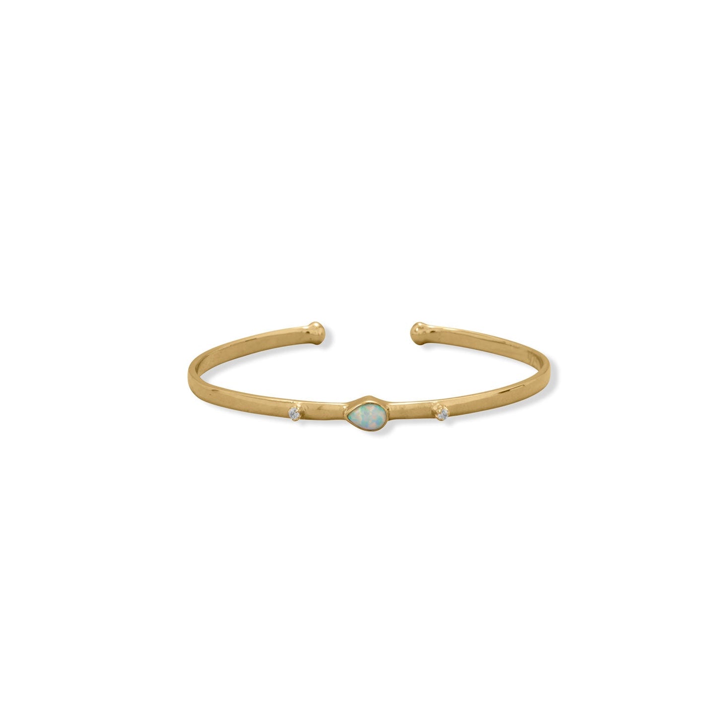 14 Karat Gold Plated Synthetic Opal and CZ Cuff Bracelet