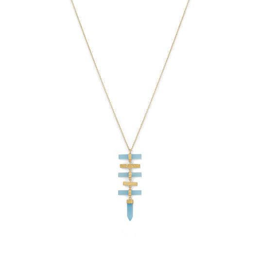 14 Karat Gold Plated Pencil Cut Chalcedony Drop Necklace