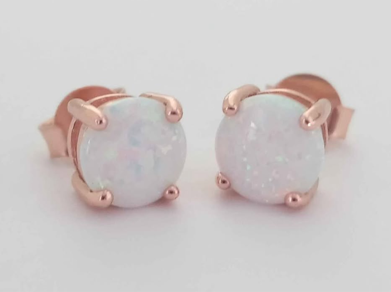 Sterling Silver 14k Rose Gold Plated Lab Opal Earrings