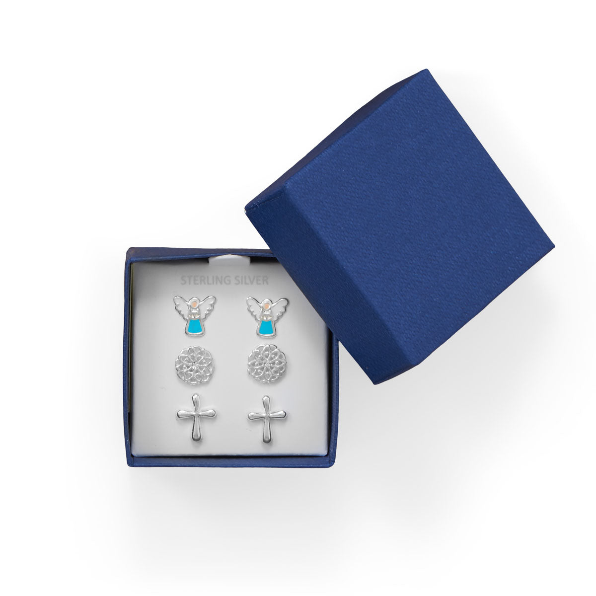 Angel, Flower and Cross Earring Set