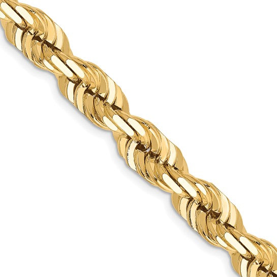 10K Gold 7mm 24-Inch Semi-Solid Rope Chain Necklace