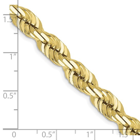 10K Gold 7mm 24-Inch Semi-Solid Rope Chain Necklace