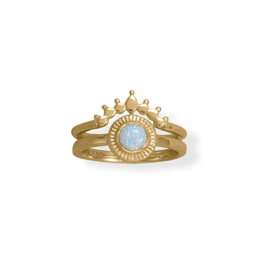 14 Karat Gold Plated Dot Crown Ring