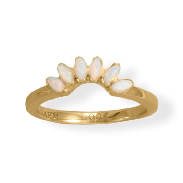 14 Karat Gold Plated Marquise Synthetic Opal Ring