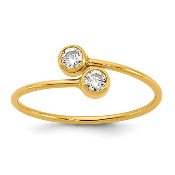 14K Gold Filled Bezel Set CZ Adjustable Ring
